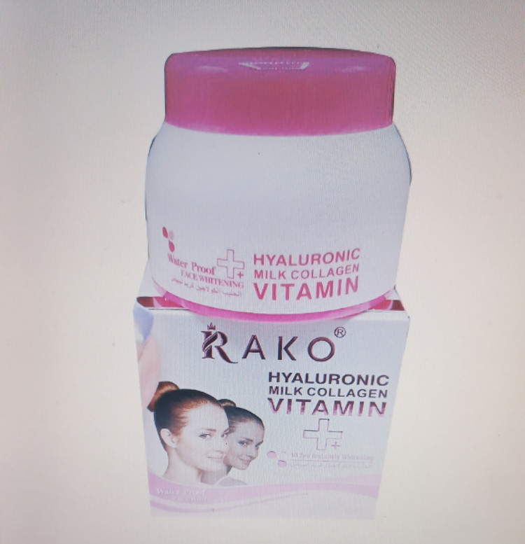 کرم سفید کننده هیالورونیک و کلاژن برند RAKOحجم 100گرم