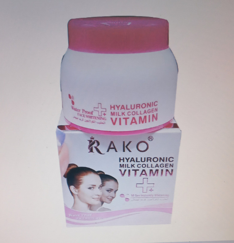 کرم سفید کننده هیالورونیک و کلاژن برند RAKOحجم 100گرم