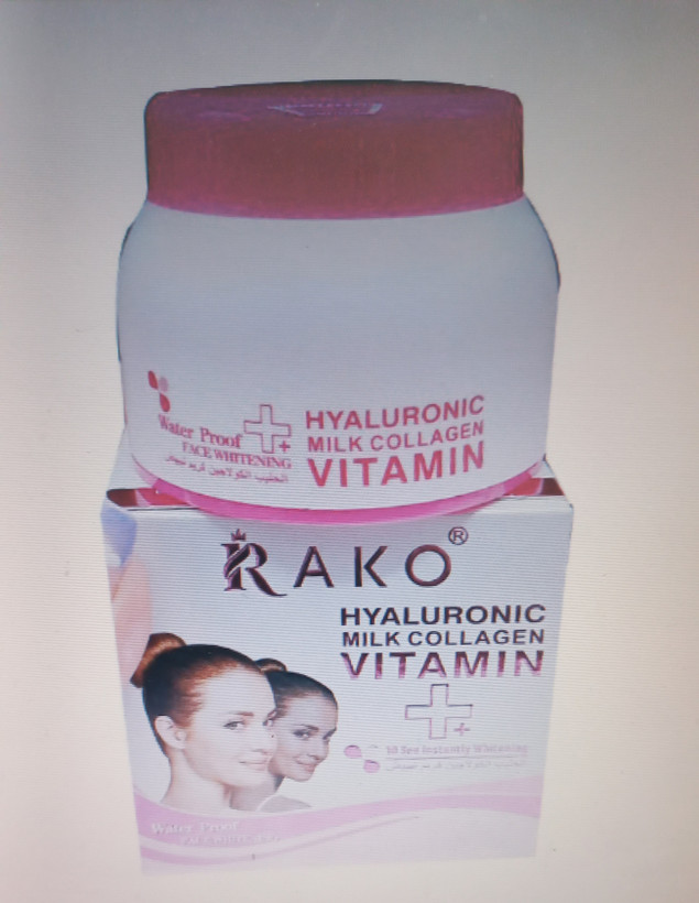 کرم سفید کننده هیالورونیک و کلاژن برند RAKOحجم 100گرم