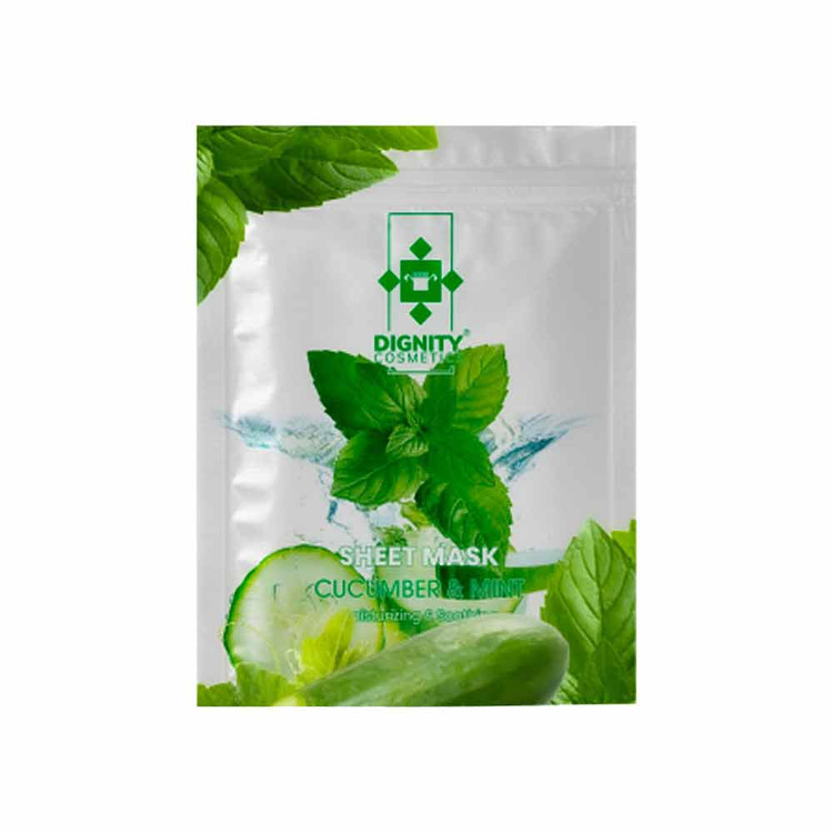 ماسک آبرسان صورت ورقه ای دیگنیتی مدل cucumber and mint مناسب انواع پوست